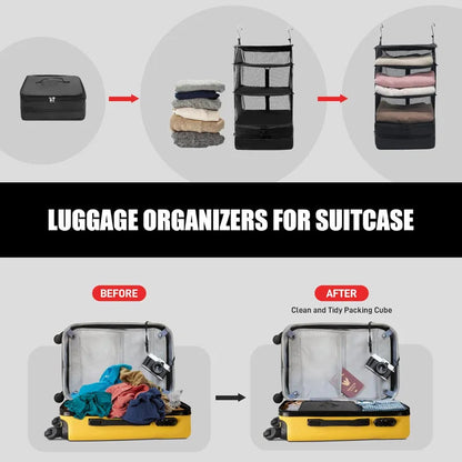 Versatile Travel Organizer with Triple Compartments – Foldable Hanging Storage Solution for Efficient Packing and Laundry Separation 8