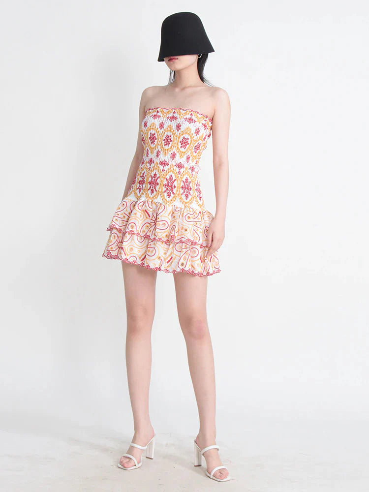 Strapless Eyelet Mini Dress | Vianca