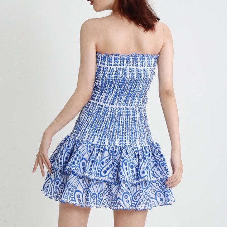 Strapless Eyelet Mini Dress | Vianca