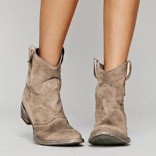 Women Cowboy Boots Gray Leather | Destiny-1