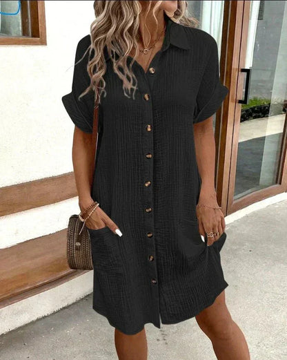 Button-Down Pocket Shirt Dress | Raelin