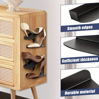 Wall-Mounted Metal Shoe Rack with Adjustable Hooks – Space-Saving Sneaker Organizer for Stylish Display 3