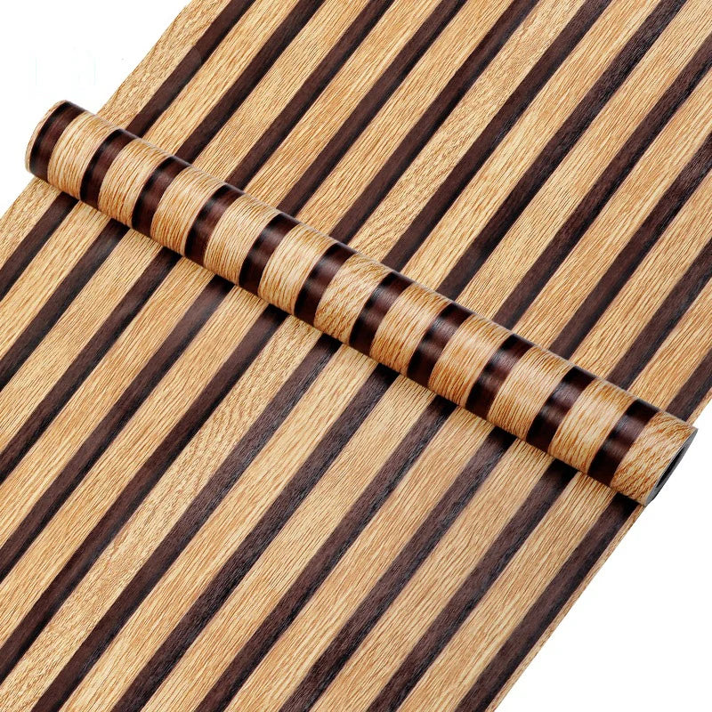 Waterproof Self-Adhesive PVC Wallpaper Roll – 45CM Wood Stripe Design for Walls, Easy Peel and Stick Décor 2
