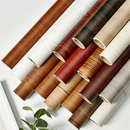 Waterproof Wood Grain PVC Wallpaper for Kitchen Cabinets – Self-Adhesive, Easy to Clean, 50cm Wide 0