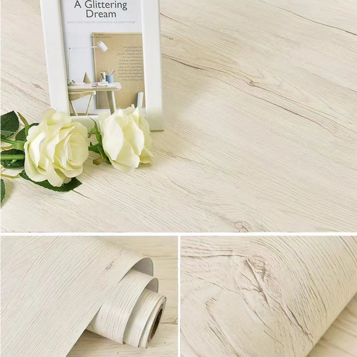 Waterproof Wood Grain PVC Wallpaper for Kitchen Cabinets – Self-Adhesive, Easy to Clean, 50cm Wide 12