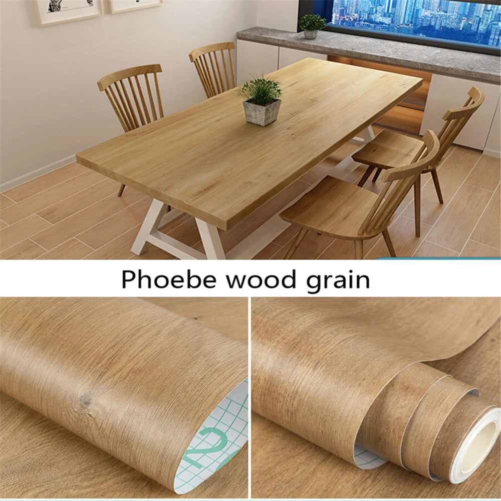 Waterproof Wood Grain PVC Wallpaper for Kitchen Cabinets – Self-Adhesive, Easy to Clean, 50cm Wide 3