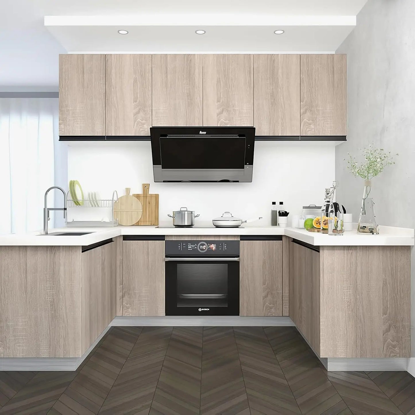 Waterproof Wood Grain PVC Wallpaper for Kitchen Cabinets – Self-Adhesive, Easy to Clean, 50cm Wide 6