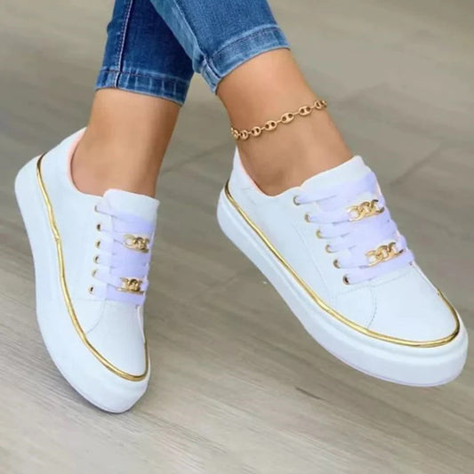 Women Chic Gold-Accent Sneakers | Dominique