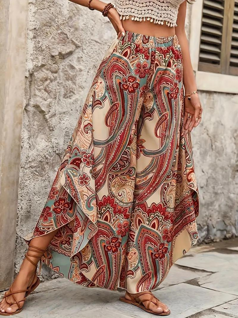 Boho Print Wide-Leg Pants | Tamika