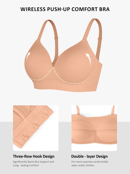 Seamless Wireless Push-Up Bra with Convertible Straps