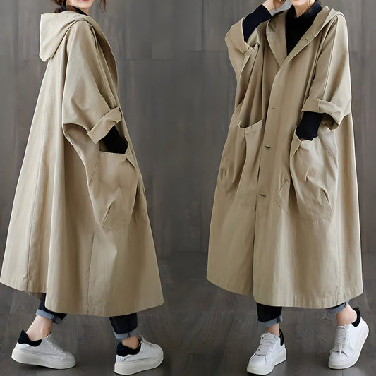 Women Oversized Hooded Trench Coat | Mirella