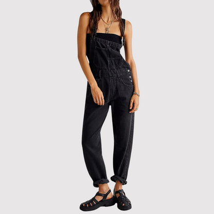 Women Jumpsuit Black Lightweight Wide-Leg | Maura 3