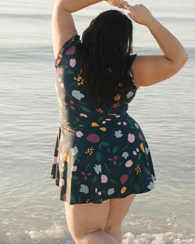Women One Piece Swimsuit Black Stretch Fabric | Moisa 2