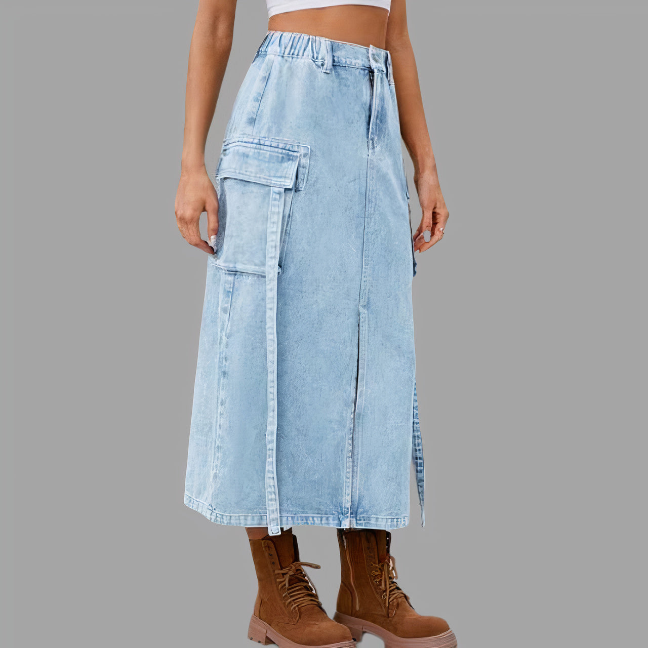 Women's classy maxi denim skirt | Novalee