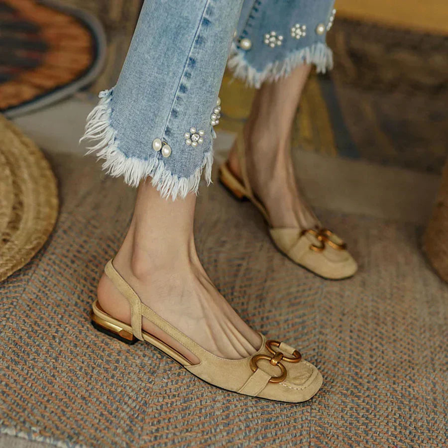 Variant image for Women Slingback Flat Shoes Beige Leather | Mattea-41
