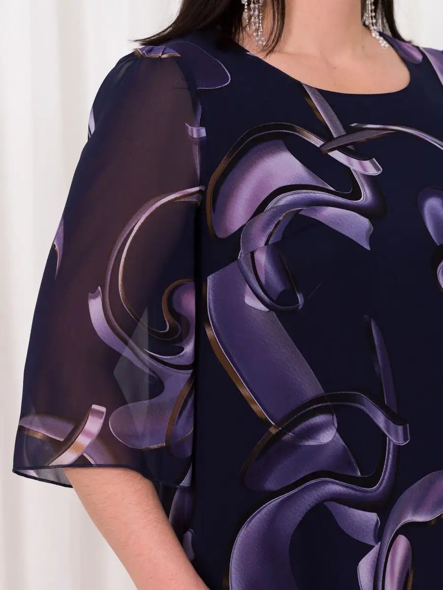 Woman Elegant Chiffon Overlay A-Line Dress | Lumen