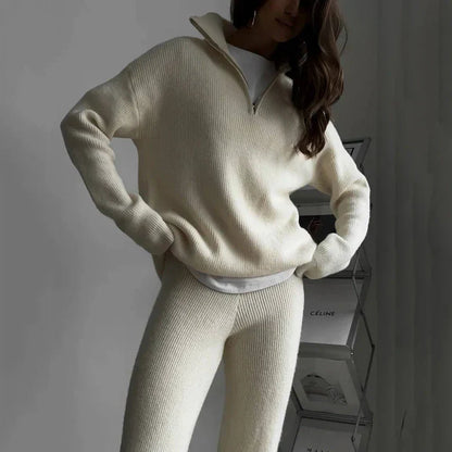 Women Two Piece Set Grey Knitted | Sophia-3