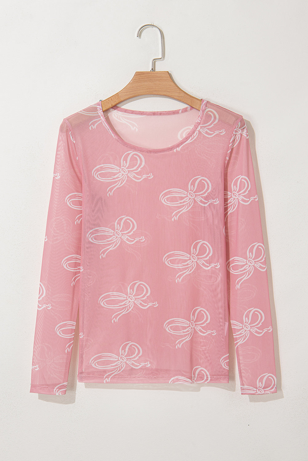 Women Mesh Bow Long Sleeve Top | Meloria