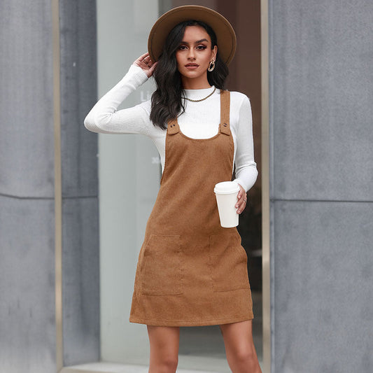 Women Mini Dress Coffee Polyester | Urban Chic-1