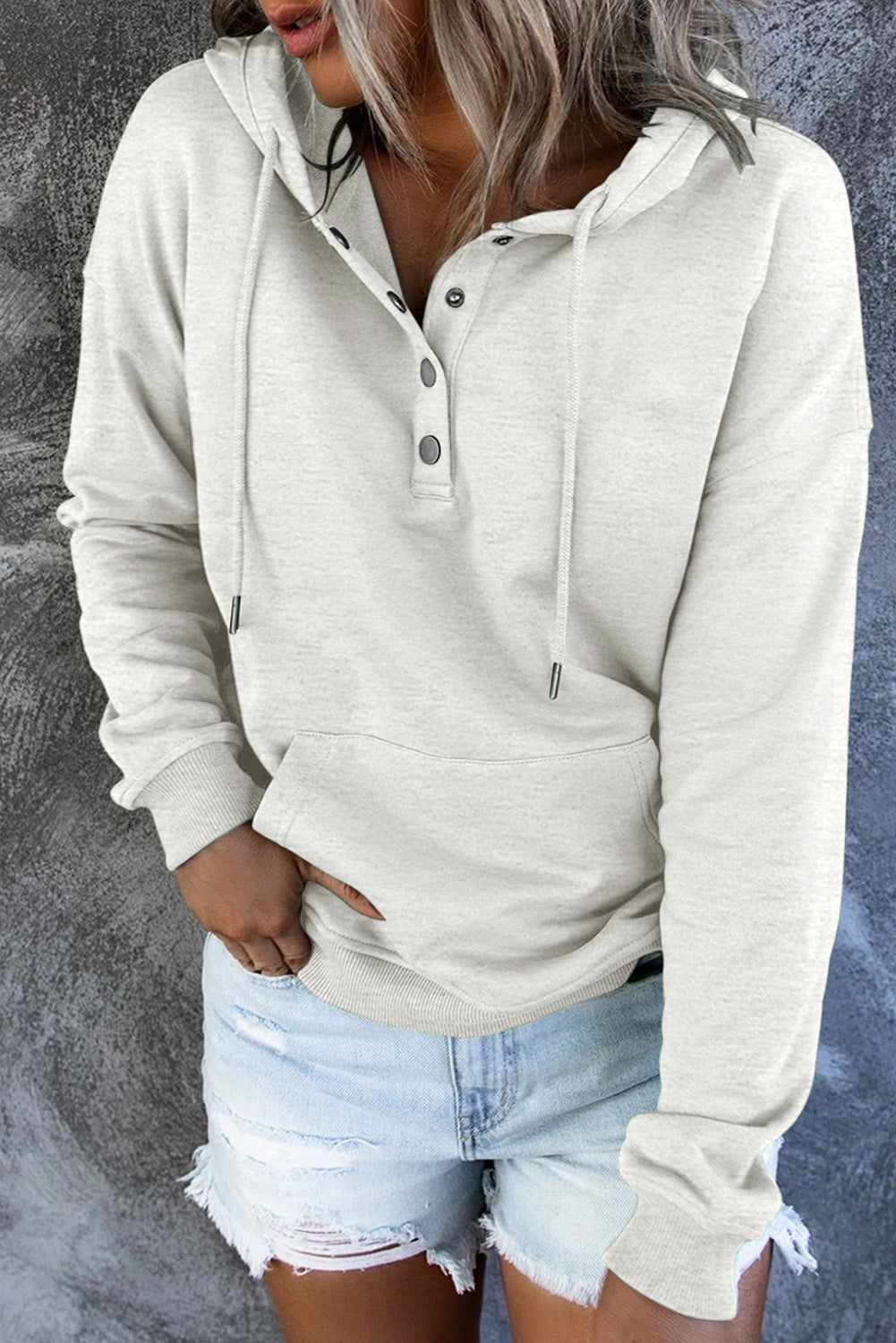Women Hooded Button Sweatshirt | Amora