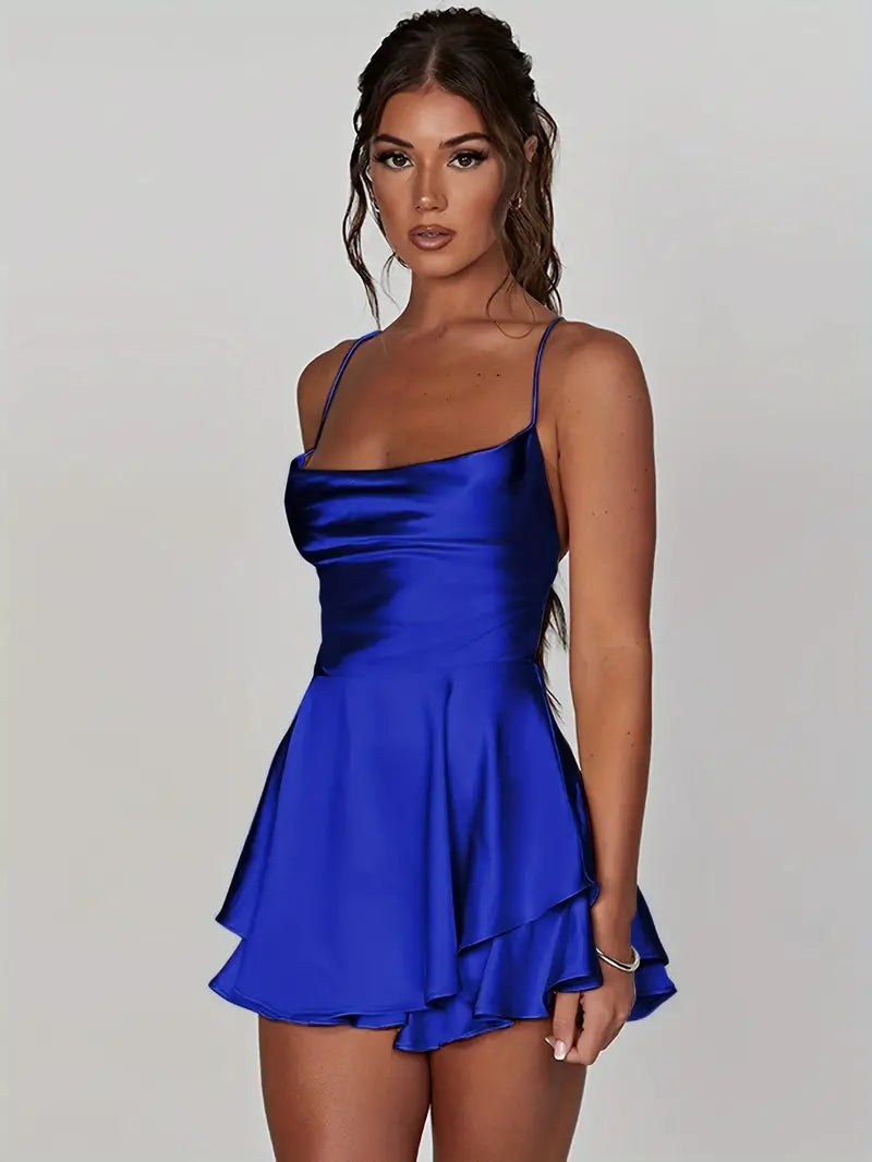 Ralayna | Backless Spaghetti Strap Tiered Dress