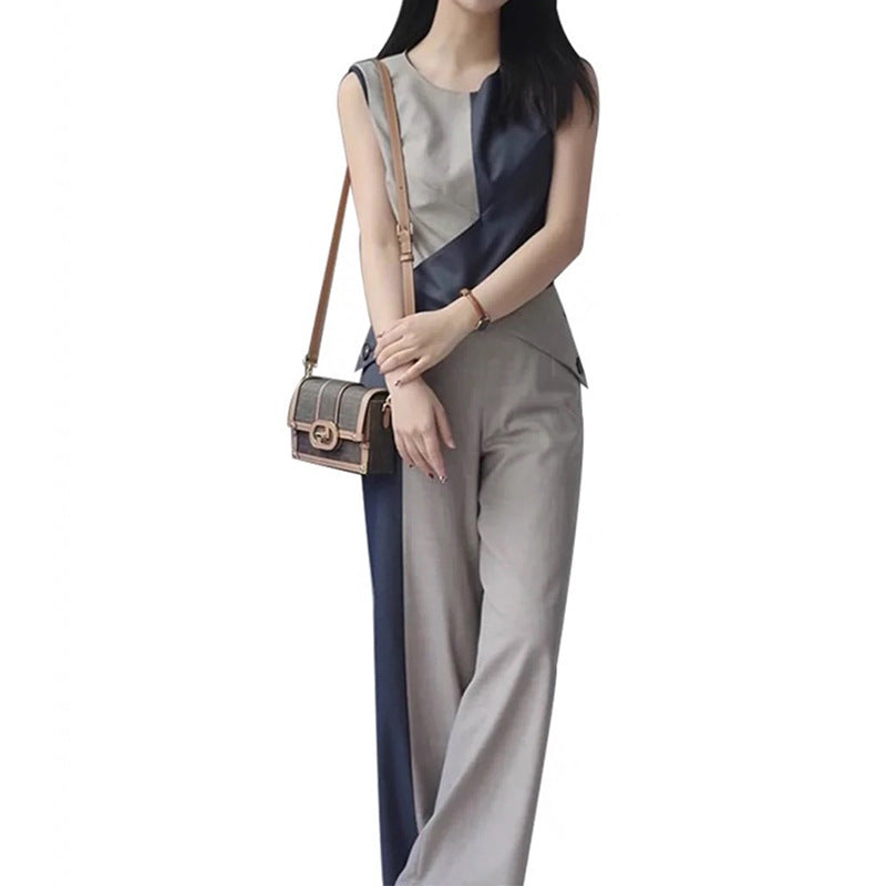 Women Two-Piece Pants Suit Light Khaki Wool | Elegant Socialite-3