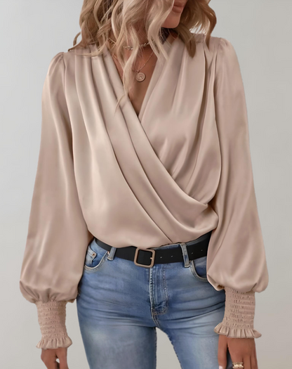 Satin Wrap Blouse | Gaia