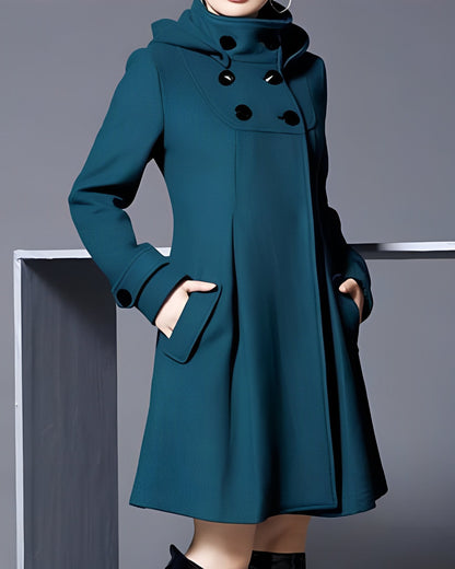 Women Elegant Hooded A-Line Coat | Astrada