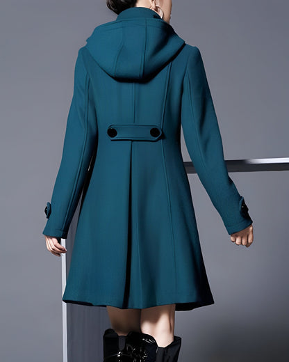 Women Elegant Hooded A-Line Coat | Astrada