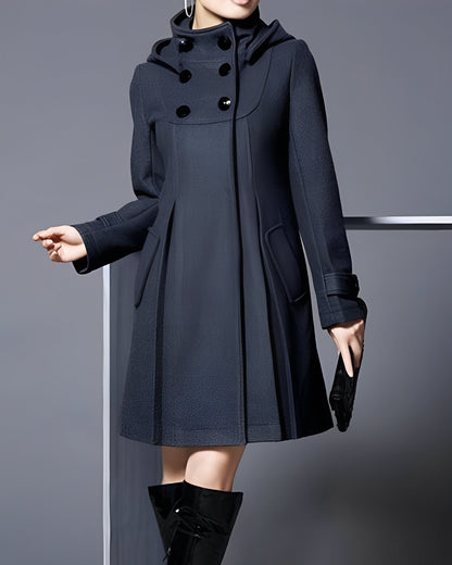 Women Elegant Hooded A-Line Coat | Astrada