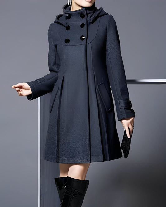 Women Elegant Hooded A-Line Coat | Astrada