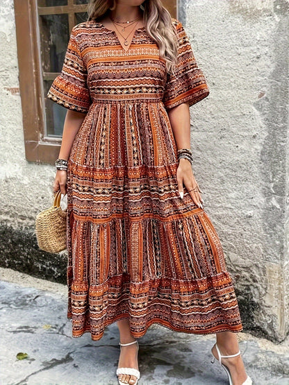 Women Boho V-Neck Maxi Dress | Galilea