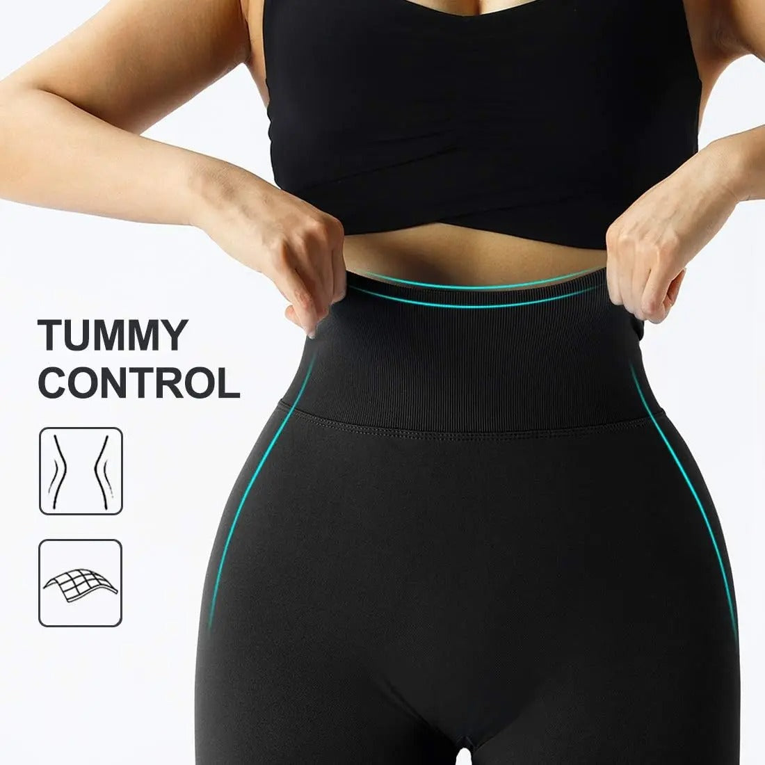 Women Gym Leggings Black Seamless Polyester | Bella-4