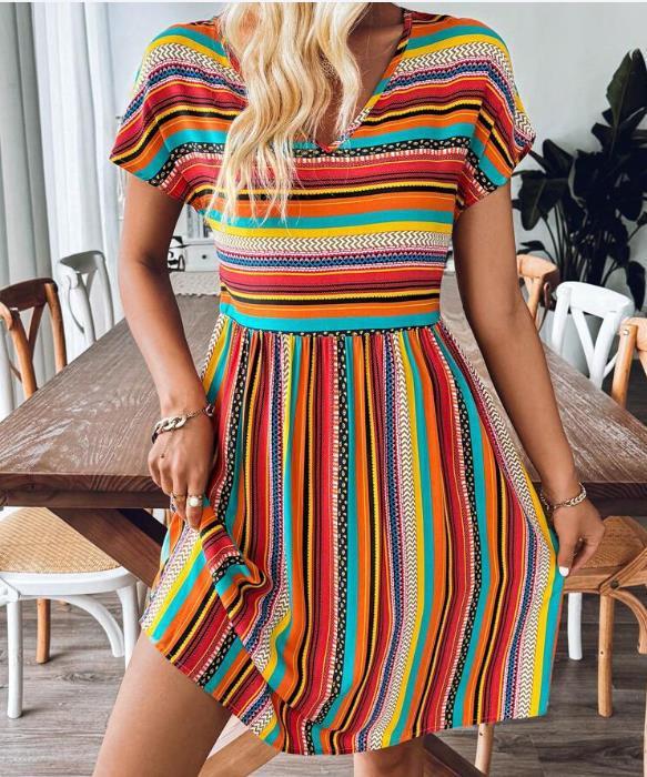 Striped Boho Mini Dress | Jazlyn