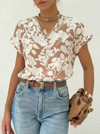 Floral Print V-Neck Blouse | Sina