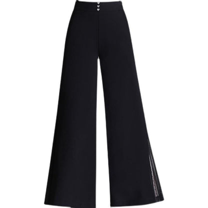 Women Wide Leg Pants Black Chiffon | Elegant Style-4