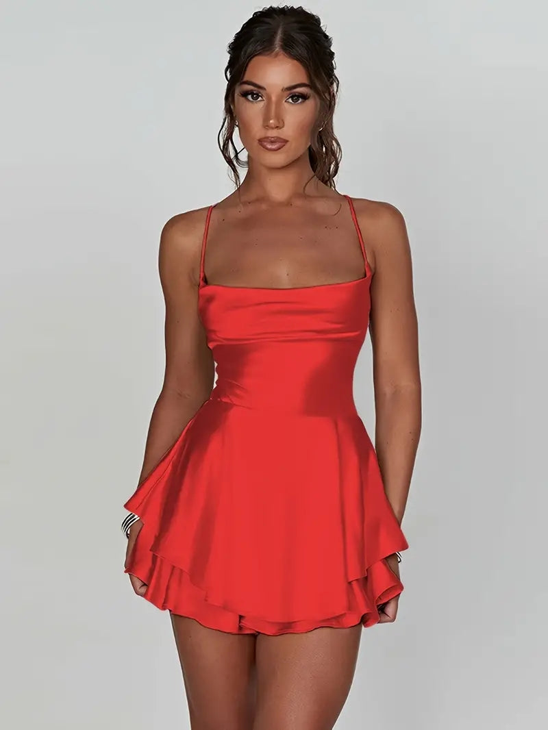 Ralayna | Backless Spaghetti Strap Tiered Dress