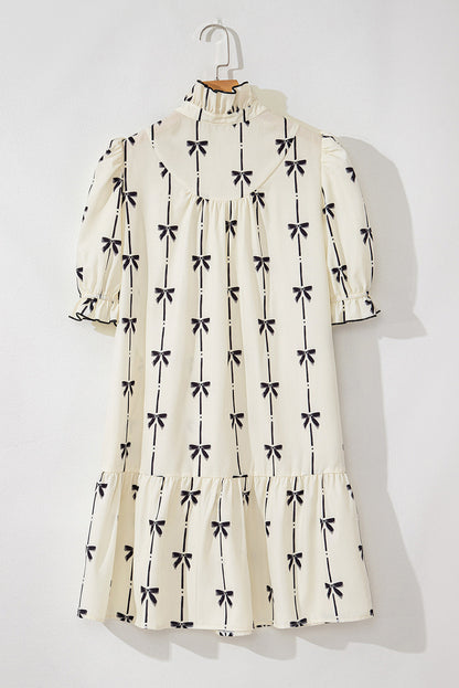 Women Bow Print Mini Dress | Acelina
