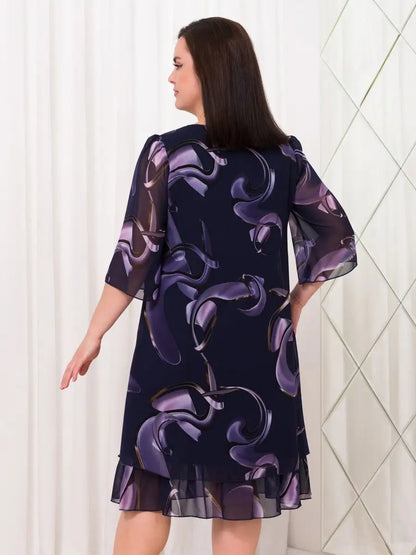 Woman Elegant Chiffon Overlay A-Line Dress | Lumen
