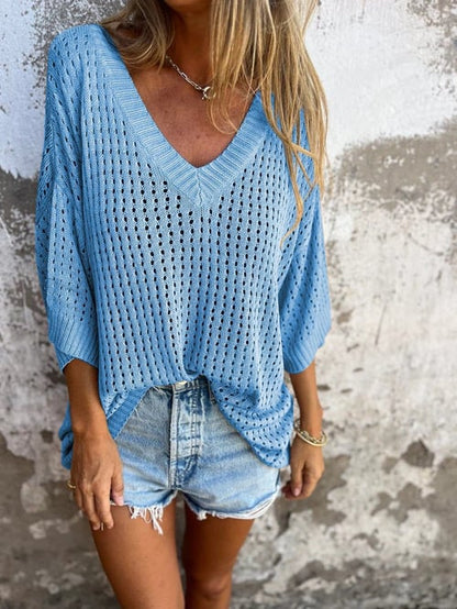Women V-Neck Knit Top | Yvette