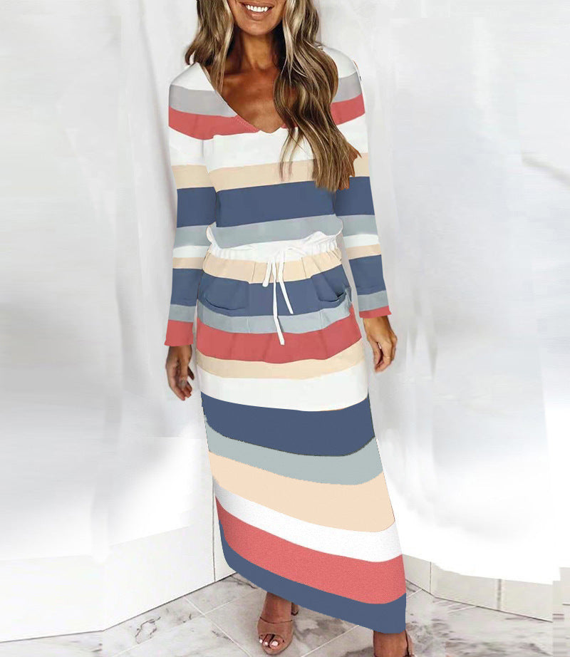Women Maxi Dress Striped Cotton | Summer Breeze-4