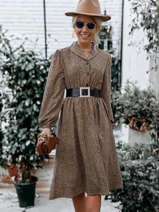 Women Shirt Dress Cheetah Print Polyester | Ashe-1