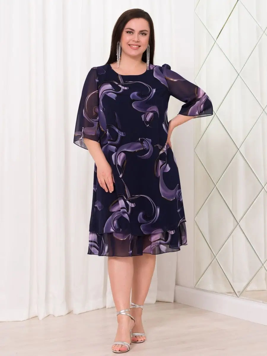 Woman Elegant Chiffon Overlay A-Line Dress | Lumen