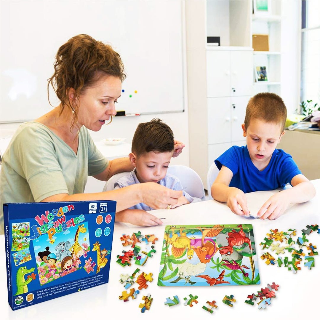 Kids Jigsaw Puzzles Set 6 Pack Wooden Educational Toys | Learning Fun-5