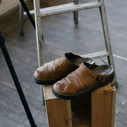 Men Classic Leather Slip-On Clogs | Cardo