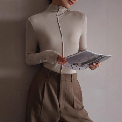 Women Long Sleeve Top White Viscose | Minimalist Chic-3