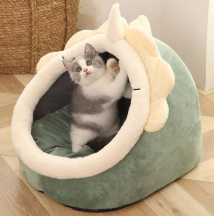 Cat Cave Bed Grey Cotton | Cozy Retreat-5
