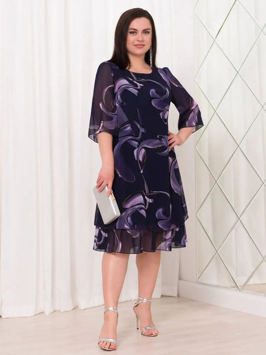 Woman Elegant Chiffon Overlay A-Line Dress | Lumen