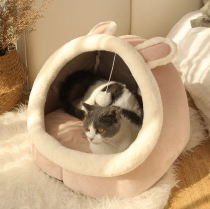 Variant image for Cat Cave Bed Grey Cotton | Cozy Retreat-5