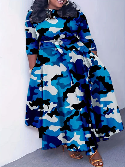 Woman Abstract Belted Wrap Maxi Dress | Laela